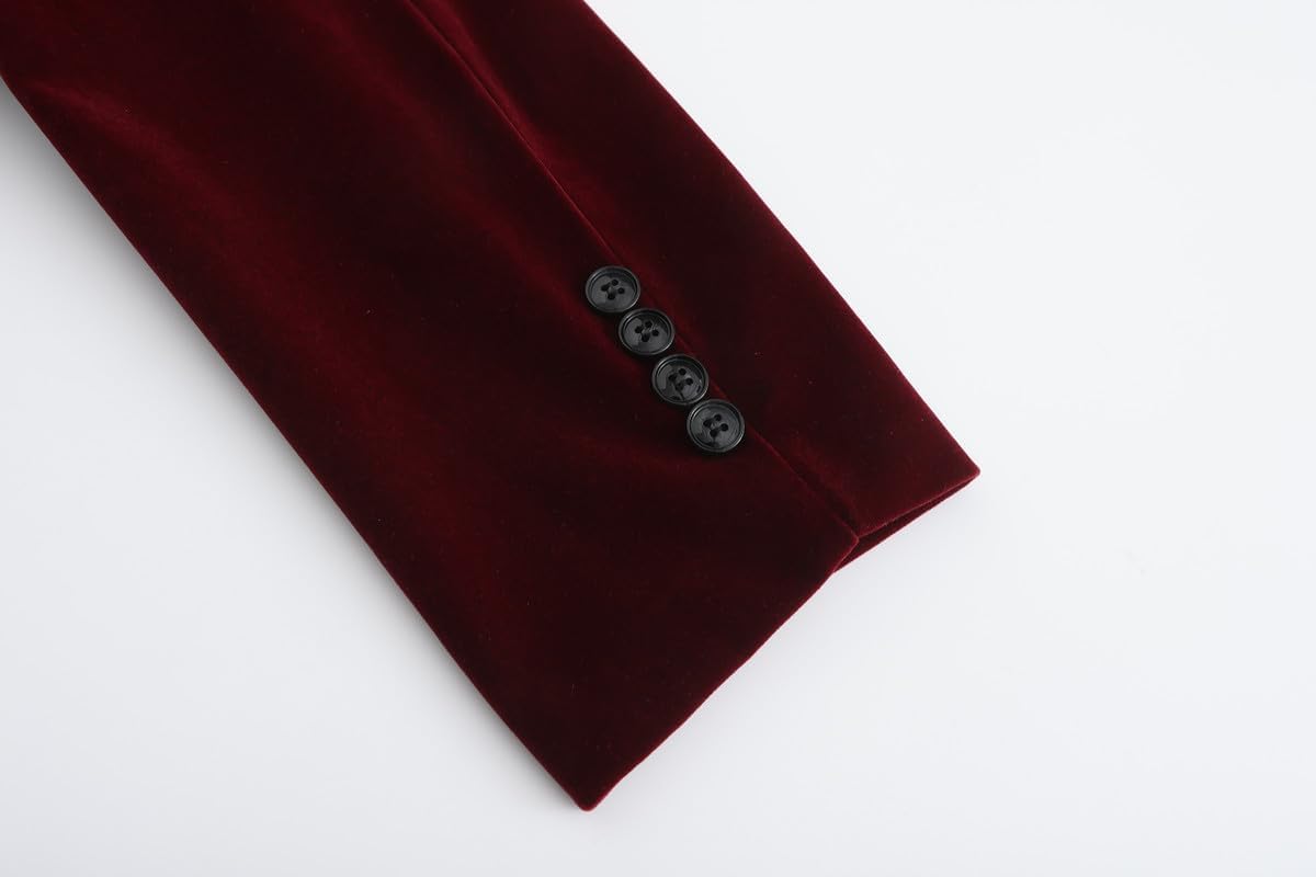 Men's Velvet Blazers Shawl Lapel Tuxedo Slim Fit Suit Jacket Perfect for Wedding Proms Formal Events