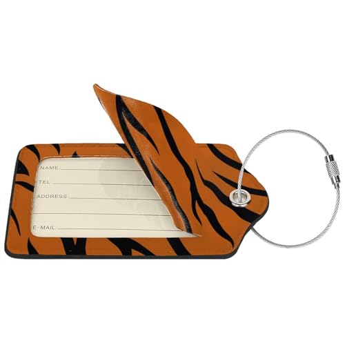 Étiquette bagage cuir léopard orange boucle acier chic - 3