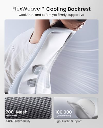 Image of ProtoArc Ergonomic Office Chair - Flexer Pro Mesh Desk Chair with Lumbar Support for Women, Slide Seat & 4D Armrests, Tilt Lock | Stylish & Comfortable for Home Office, Computer Work - White