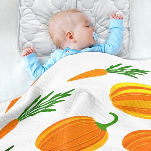 Burbuja Pumpkins Carrots Baby Blanket for Boys Girls, Nursery Soft Warm Swaddling Receiving Baby Blankets, 30x40 in Toddler Blanket4