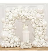 JZCZOEB Double Stuffed Pearl White Balloons Different Sizes 116Pcs 5/10/12/18 Inch White Balloons...