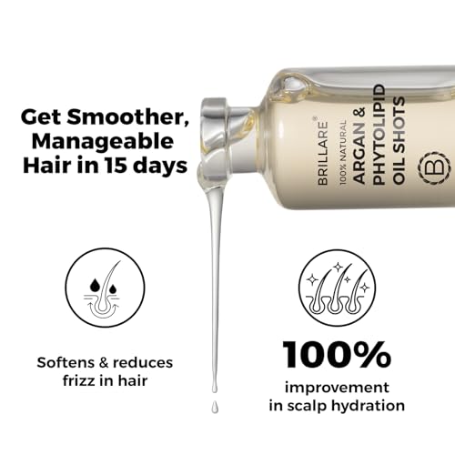 Image of Brillare 30% Argan Oil Shots for Dry, Frizzy Hair with 2% Phytolipids | Get Smoother, Manageable Hair in 15 Days | 100% Improvement Scalp Hydration