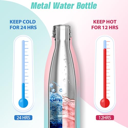 Image of Sfee Insulated Water Bottle, 17 oz Stainless Steel Water Bottles, Double Wall Vacuum Reusable Water Bottles Leak Proof BPA-FREE Sports Bottle Cup Keep Hot&Cold for Running Gym Workout Cycling Kids