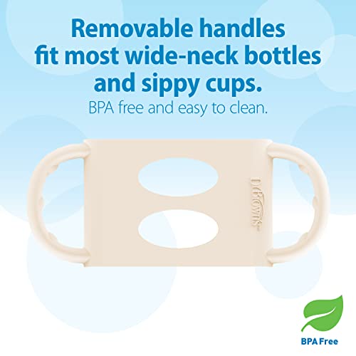 Image of Dr. Brown's Wide-Neck Sippy Spout Bottle with Handles, Pink & Ecru, 2-Pack