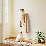 SnuyGo Cat Wall Scratcher Post- 24" Thicker Columns Wall Mounted Rubber Wood Sisal Scratching Post Furniture for Large Cats and Kittens