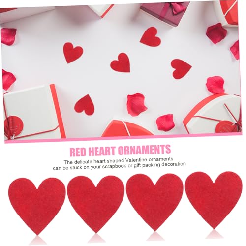 LOLIPPYY 200stücke Teiliges Rotes Filzherz Bastelset für Valentinstag Deko Herzform Filzstücke zum Aufkleben Cake Topper und Heimdekoration DIY Kreativprojekte