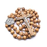 Perlas de pino colgando en la pared Cruz de cuentas collar católico decoración religiosa mejor amigo regalo