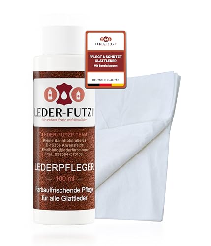Leder-Futzi® Lederpflege 100 ml mit Tuch – Effektive Pflege für Glattleder & Longlife-Leder – Rückfettung & Schutz – Made in Germany