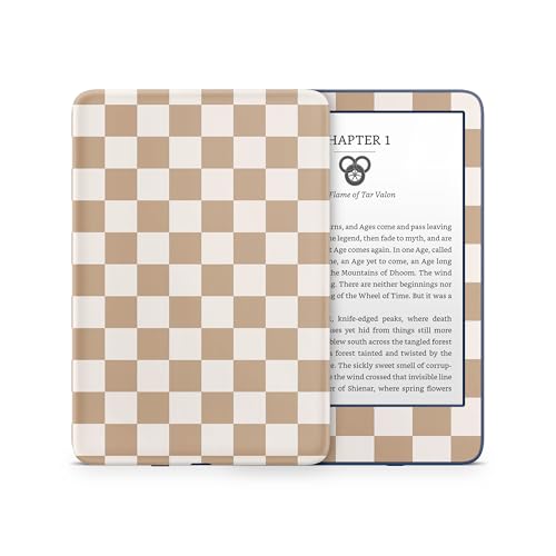 Tacky Design Chessboard Skin for Kindle Skin Decal 11th Generation, Minimalist Checkered Vinyl Wrap, Premium 3M Decal Sticker for Full Surface Coverage (Light & Dark Brown, Kindle (11th Gen, 2022))