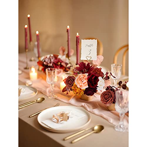 Artificial Flowers Combo Box Set Faux Flowers Bulk Flower Leaf With Stems For Diy Wedding Bouquets Centerpieces Party Fall Christams Decorations Flowers For Home Table Decorations, Burgundy Terracotta #TOP2