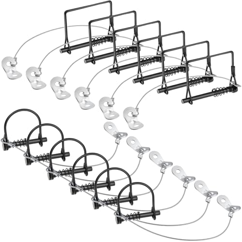 Yaocom 12 pasadores de bloqueo de eje silencioso con cuadrado de resorte y pasador de acoplador de remolque de arco con anillo de liberación rápida de acero, pasador de acoplamiento de bloqueo para