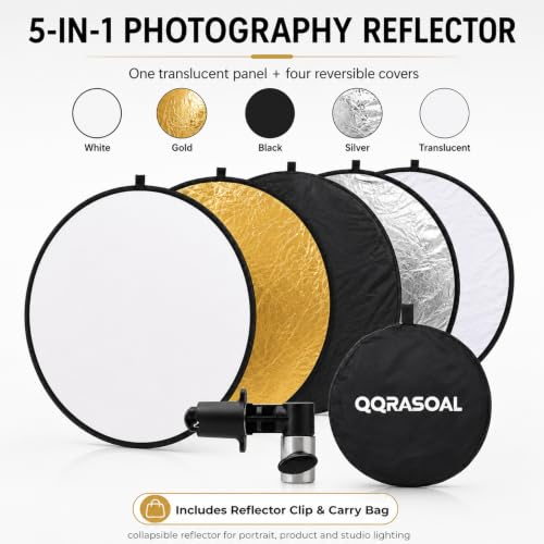 Image of Large 5 in 1 Reflector Photography, 51in /130cm Photo Reflector with Clip