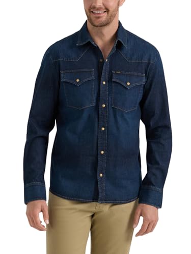 Lee Herren Heritage Westernhemd, Inky Blue Vintage Wash, XX-Large