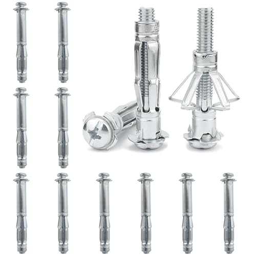 DAIRYCOF M8×80 Hollow Wall Anchors 10Pcs Plasterboard fixings,Heavy Duty Metal Hollow Wall Anchors for Plasterboard, Tiles & Partitions - Fix Curtain Rails, Shelves, Light Fittings