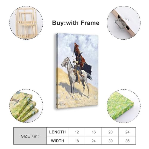 Tableau sur toile Frederic Remington avec cadre en bois suspendu finition premium