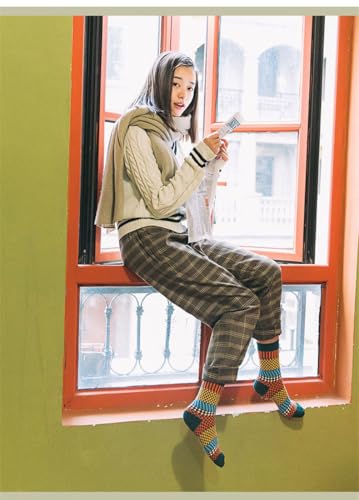 Image of Aoxwomens Womens Cotton Crew Socks Thermal Heated Boot Slipper Midi Calf Sock,Cute Xmas Gift for Winter Snow Cold Weather