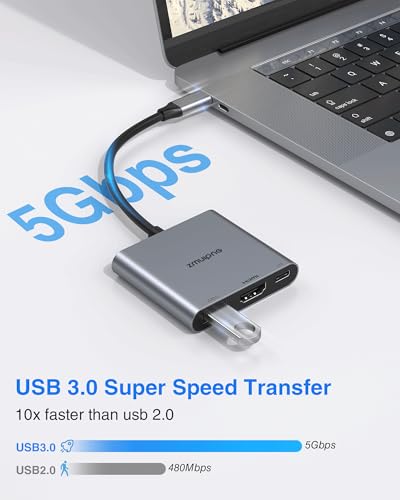 Image of USB C to HDMI Adapter 4K USB Type C Hub Adapter Multiport AV Converter | HDMI to USB C Hub with 100W PD USBA 3.0 Port for MacBook Pro MacBook Air 2019 /2018 iPad Pro 2019