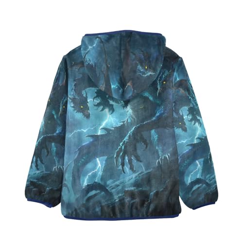 Blue Dragons in Stormy Sky Toddler Fleece Jacket Girl Boys Hooded Fleece Jacket Coat Warm Outwear Zip-up 3-10T2