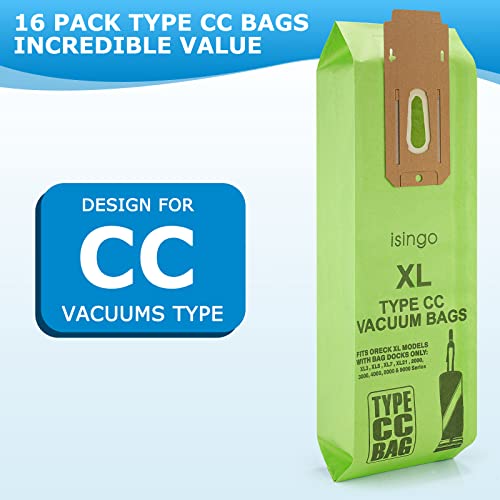 Image of 16 Pack Vacuum Bags Replacement for Oreck Type CC, Fit all Orеck XL Upright Vacuum Cleaner, XL XL2 XL7 XL21, Replaces Part #CCPK8, CCPK8DW, Green