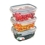 Snips - Set 3 Contenitori per Alimenti 1,2L Trasparenti, Coperchio Salva Freschezza con 4 Chiusure di Sicurezza - Contenitore per Cibi 18,4x14x12 Frigorifero, Microonde e Lavastoviglie, Made in Italy