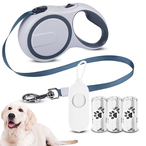 COZYPETS Correa Perro Extensible de 5 Metros – Correa Retráctil para Perros de hasta 30 Kg con Asa Ergonómica, 3 Bolsas para Caca y Dispensador, Ideal para Adiestramiento y Paseos (Azul, 5metros)