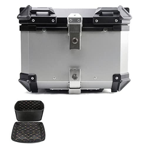 Wnanch Aluminum Top Case Motorcycle Trunk Luggage Top Lock Storage Carrier Case 28L 36L 45L 55L 65L 80L 100L Waterproof Motorcycle Top Box(B-80L)
