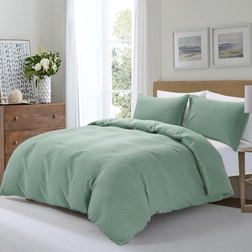 Parure de lit simple vert BOURINA en microfibre avec housse de couette - 3