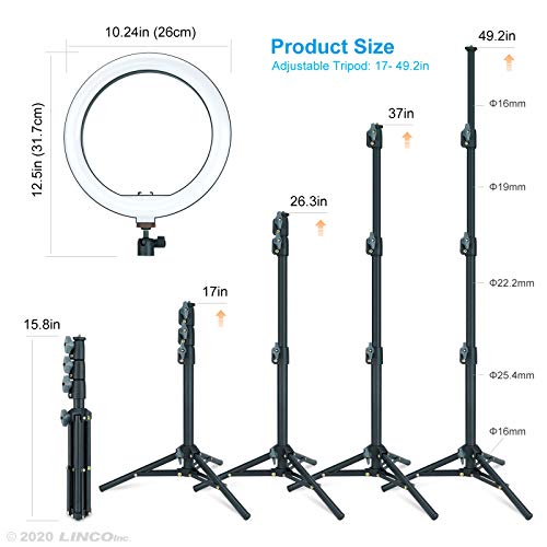 Image of LINCO Lincostore Studio Lighting 10 inch Selfie Ring Light with Tripod Stand & Phone Holder with Bluetooth Remote for Live Stream /Makeup, Dimmable Led Camera Ringlight for Video Shooting /Photo AM277