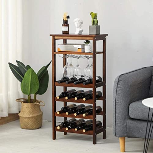 Estante de vino de madera sólida 44x26x100 cm miniatura 5