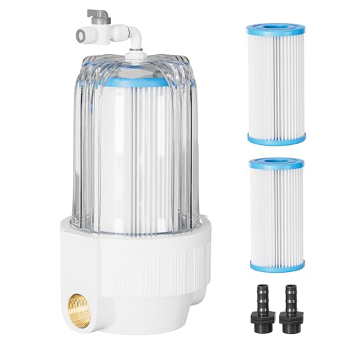 Image of AS ColdPlunge Ice Bath Water Filter Kit for Cold Plunge - 5 inch 20-Micron Filter Cartridge, 1 /2 inch FNPT Filter Housing with Air Valve, 2x 1 /2 inch MNPT Fittings - Compatible with Cold Plunge Tubs & Chillers