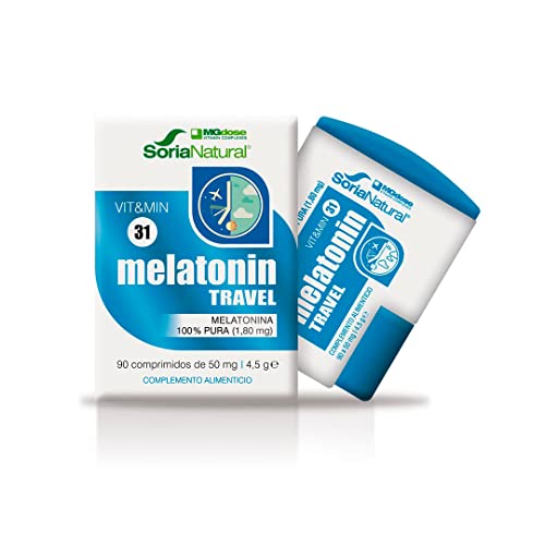 Soria Natural Melatonina 1.8mg 100% Pura - Sueño Melatonina para Dormir Profundamente, Descanso reparador - Combate el insomnio y Jetlag - Potente Antioxidante - Caja con 90 comprimidos para 3 meses