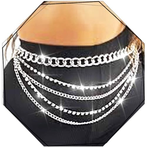 REETAN Waist Chain Belts Fashion Rhinestone Body Jewelry for Women