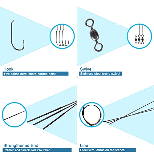 Fishing Hook Wire Leader Rigs, 18Pcs Stainless Steel Fishing Leader Rigs Snells Trace With Crane Swivels, Fising Hooks Steel Fishing Rigs For Saltwater Freshwater (2/0-18Pcs) #TOP1