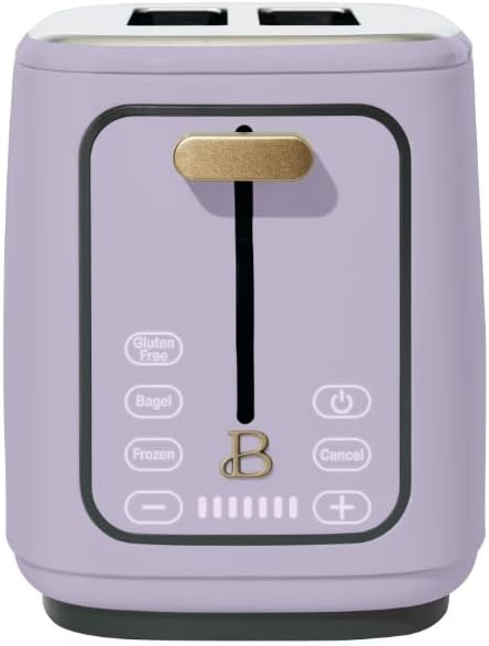 Beauti 2 Slices Toaster with Touch Activated Display, 900 W, Bagel/Frozen/Reheat Presets, Wide Slots, Easy Cleaning (Lavender)