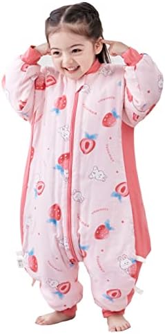 Chilsuessy Baby Sleeping Bag with Feet 2.5 Tog Toddler Sleeping Sack with Removable Sleeves Winter Nursery Wearable Blankets for Infant Boys Girls Super Soft, Sweet Fruit, M/2-3 Years