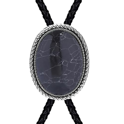 Image of GelConnie Bolo Tie for Men Women Western Cowboy Turquoise Leather Necktie | Natural Stone Bolo Tie Necklace for Women Rodeo Cowboy Leather Necktie Native American Western Cowgirl Ties Adjustable Cord