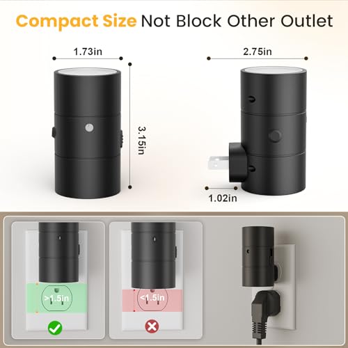 Image of VOLISUN Night Light, Dimmable Led Night Lights Plug into Wall, Amber /3000K /4500K, 0-100LM Adjustable Brightness, Dusk to Dawn Nightlight for Hallway, Bathroom, Bedroom Black 4 Pack