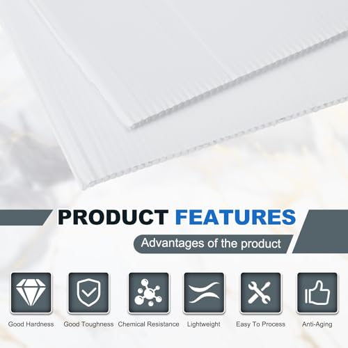 QUARKZMAN 2 Stk Wellpappe Kunststoffplatte 4mm Weiße Wellpappe Kunststoffplatten 30 x 30 cm Leere Wasserdichte Hofschilder Für DIY Basteln Wegweiser Partydekoration