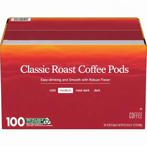 Classic Roast Coffee Pods, Medium Roast, Single Serve K-Cup Pods,