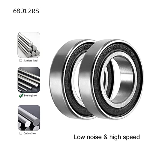 10 Stück 6801 2RS Kugellager 12 mm x 21 mm x 5 mm doppelt geschützte Rillenkugellager für DIY, Drehbänke, Motoren, 3D-Drucker, Fräsmaschinen, verschiedene mechanische Geräte, etc.