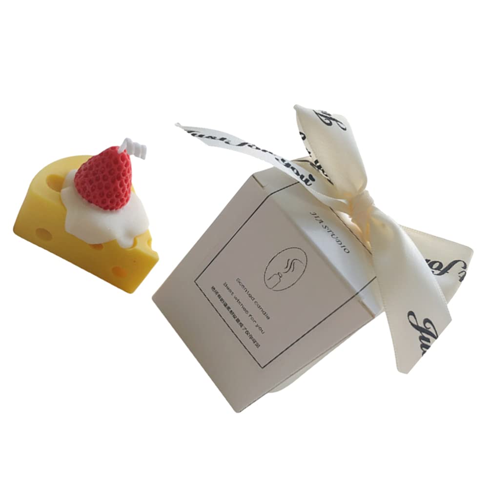 Amosfun Scented Candles Gift Cheese Shape Scented Candle Aromatherapy Candle Cheesecake Tealight Party Photo Prop Candles Home Decoration Random Color