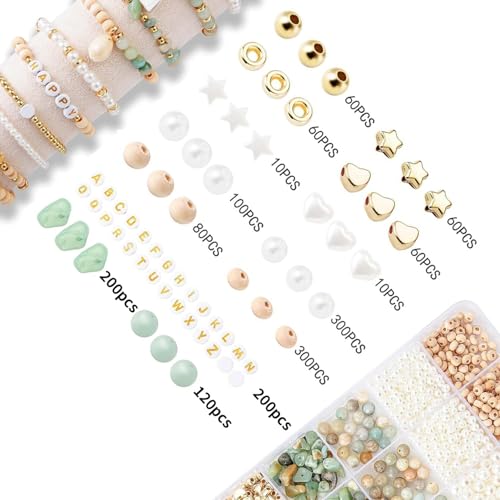 Kit bracelets à breloques DIY avec perles et boîte rangement triée