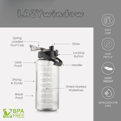 Image of LAZYwindow 2L Motivational Water Bottle Set of 3 | BPA-free plastic is designed for safe everyday beverage use.