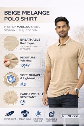 Image of Men's Polo T-Shirt | Breathable, Moisture-Wicking, Soft & Lightweight | Regular Fit Casual & Travel Wear