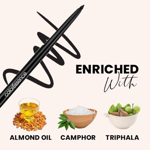 Image of Coloressence Ipop Kajal Pencil, Intense Black, Pack of 2 | Long Lasting | Waterproof | Smudgeproof | Enriched with Almond Oil, Camphor, Triphala