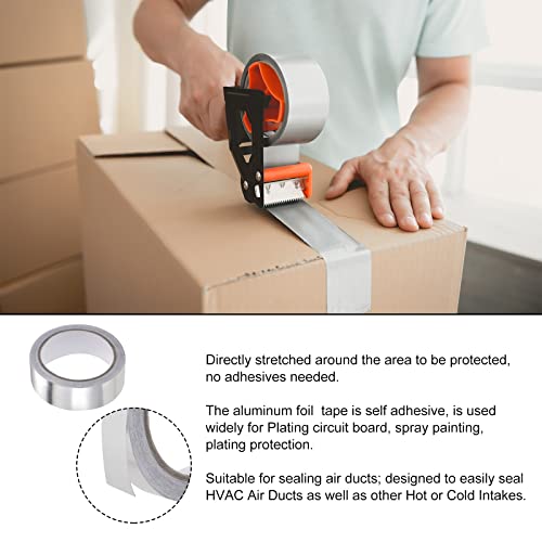 Image of Aluminum Foil Tape Adhesive Metal Tape, [for Sealing Patching Hot Cold HVAC, Duct, Pipe Insulation] - 1 inch /66ft /2.4 Mil /Silver