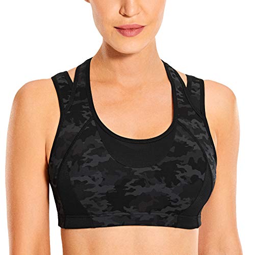 Syrokan Sports Bras For Women High Impact Mesh Full Coverage Racerback Support High Neck Wireless No Bounce Running Bra Camo Multi 6 Small #TOP17