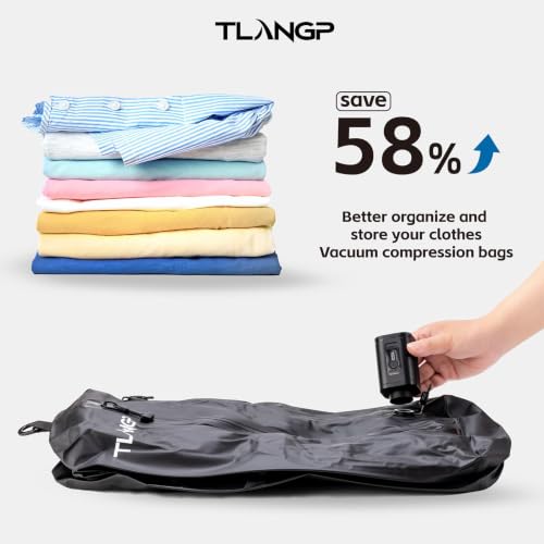 TLANGP Travel Vacuum Bags, with Pump, Suitable for Carry-On Luggage and Backpacks, Compression Bags for Home Storage, Clothing Vacuum Sealing Storage Cubes (2pcs + Pump) - image 3