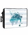 DecorLovee Outdoor TV Cover 80 to 85 Inches Weatherproof, Sea Turtle Outdoor TV Enclosure with Remote Control Pocket, Coastal Nautical Teal Starfish Summer Beach TV Screen Protectors for Outside TV
