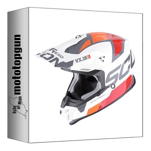 Casque Off-Road Scorpion VX-16 Evo Air Analog Blanc Orange Taille XS